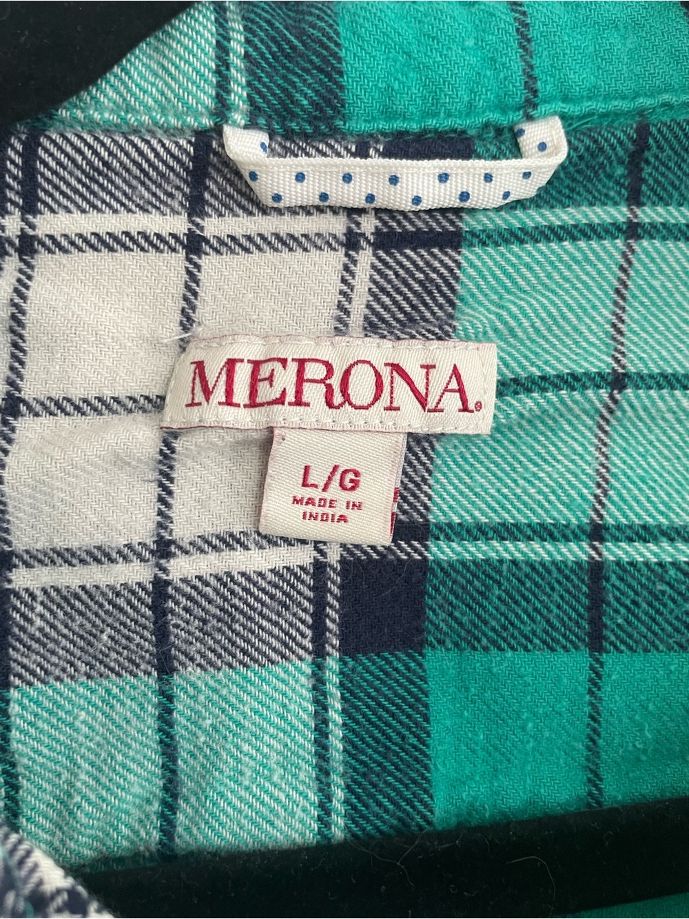 Target Merona Green Flannel Button-Up (size L) - Picture 3 of 6